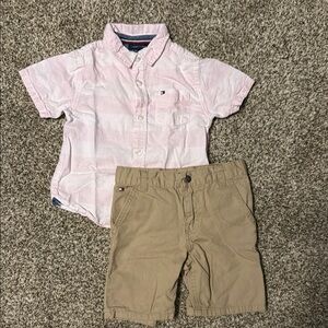 Tommy Hilfiger Light Pink Shirt and Khaki Shorts Set